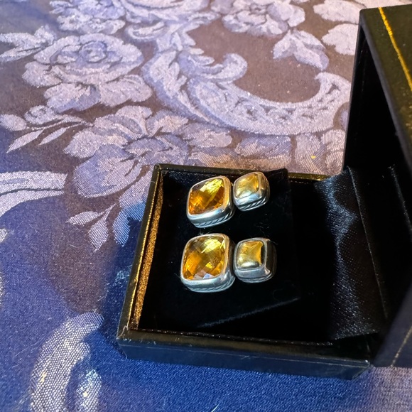 David Yurman Chicklet Earrings Citrine and Gold - Picture 4 of 7
